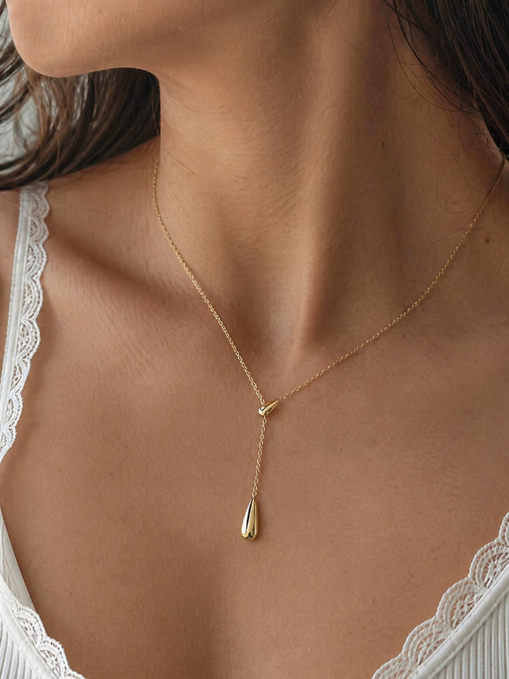 Water droplets cable chain Necklace