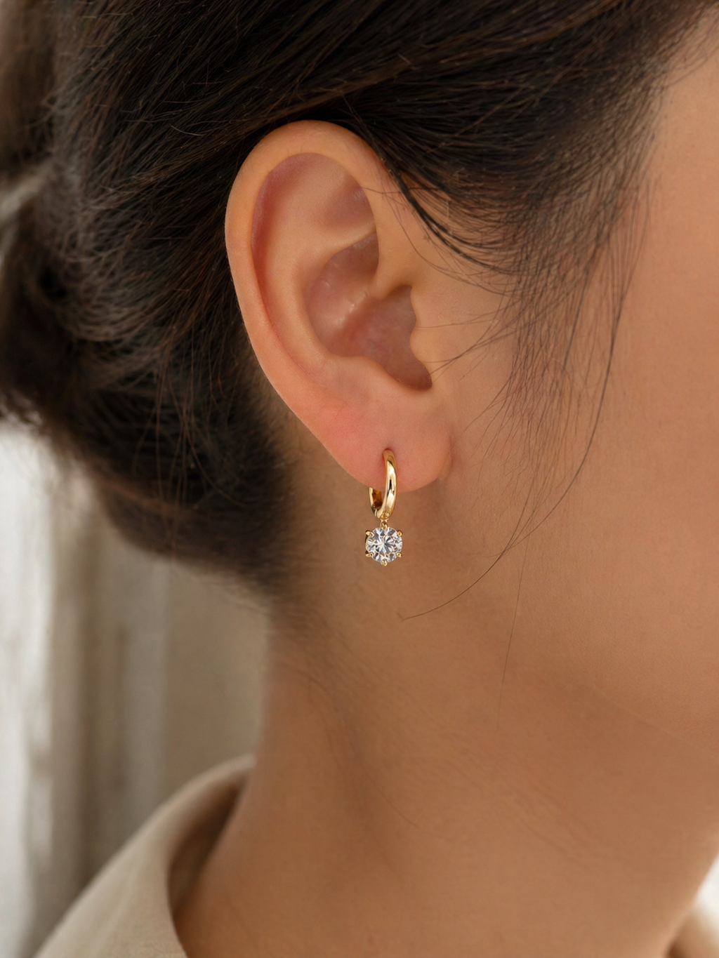 Round Diamond Huggies