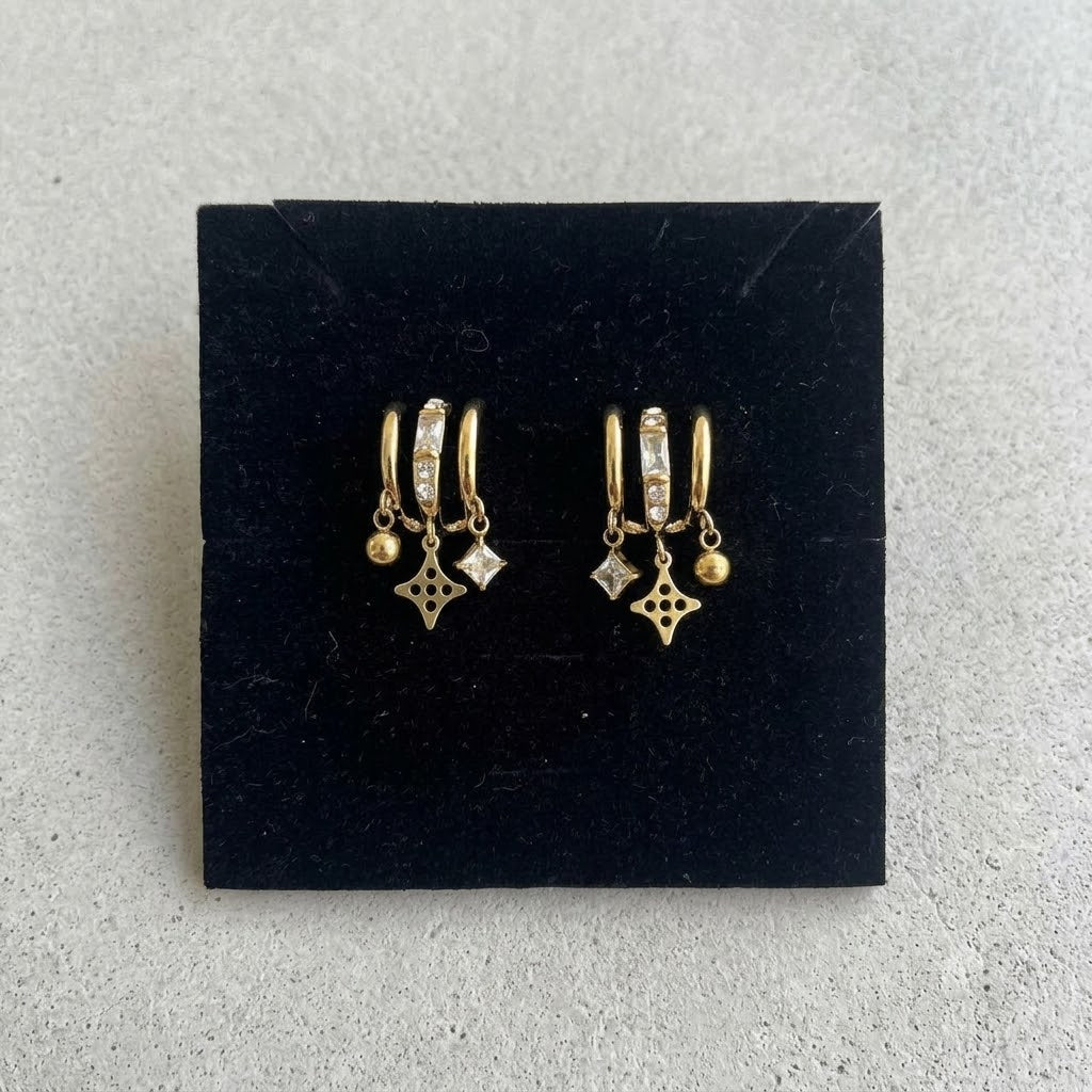 Starlit Triple Charm Earrings