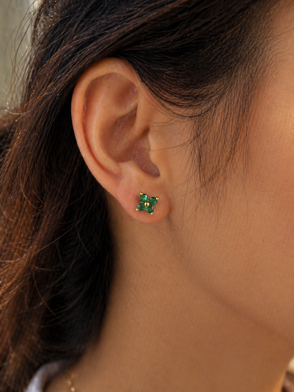 Emerald Butterfly Zirconia Studs