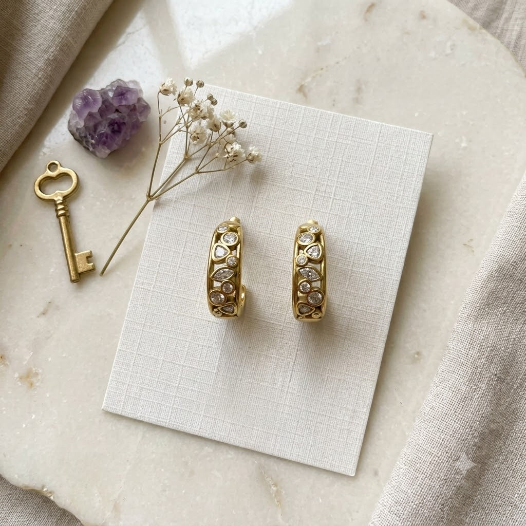 Vintage Studded Semi-Hoops
