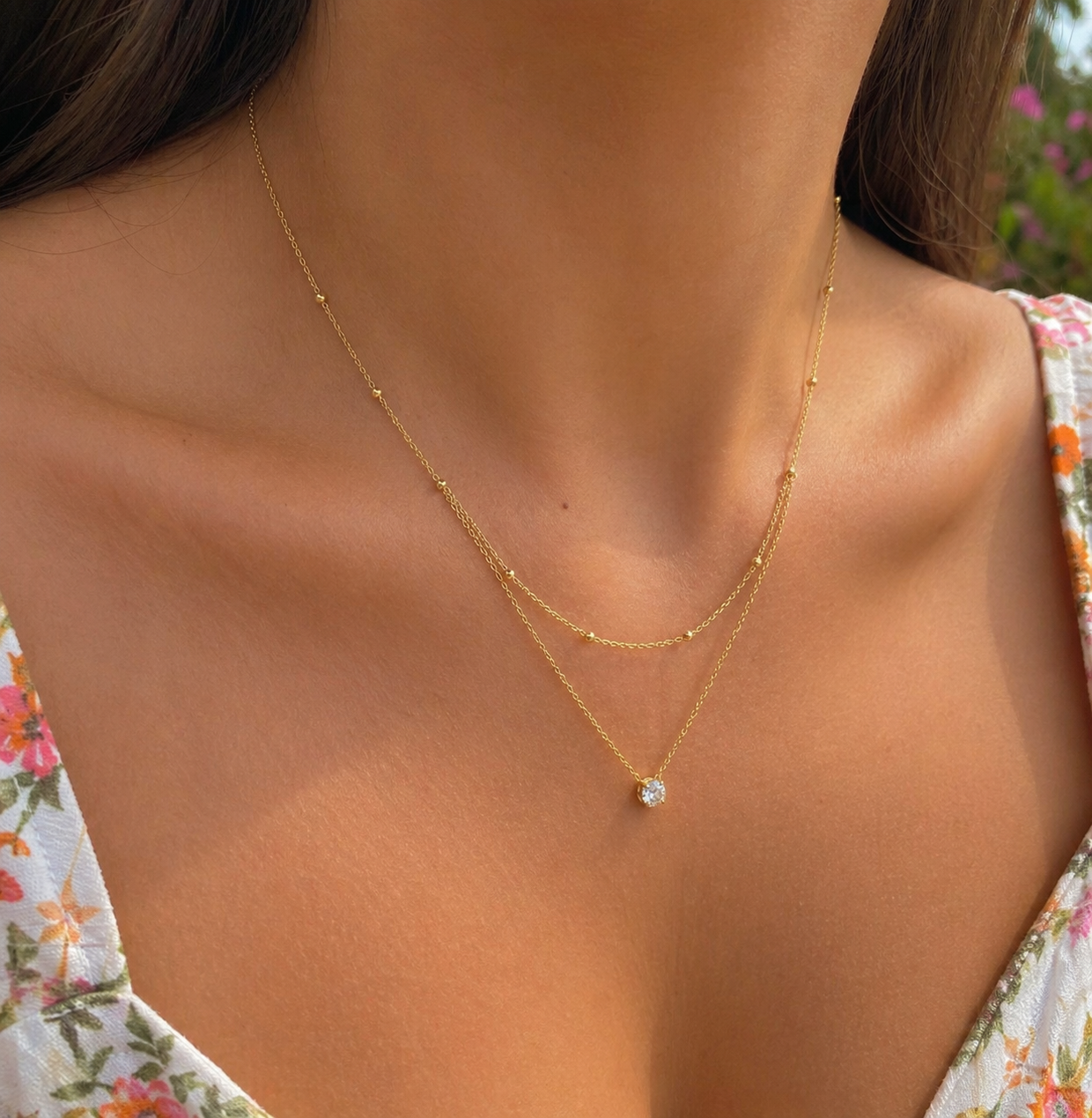 Basic stone layered Necklace