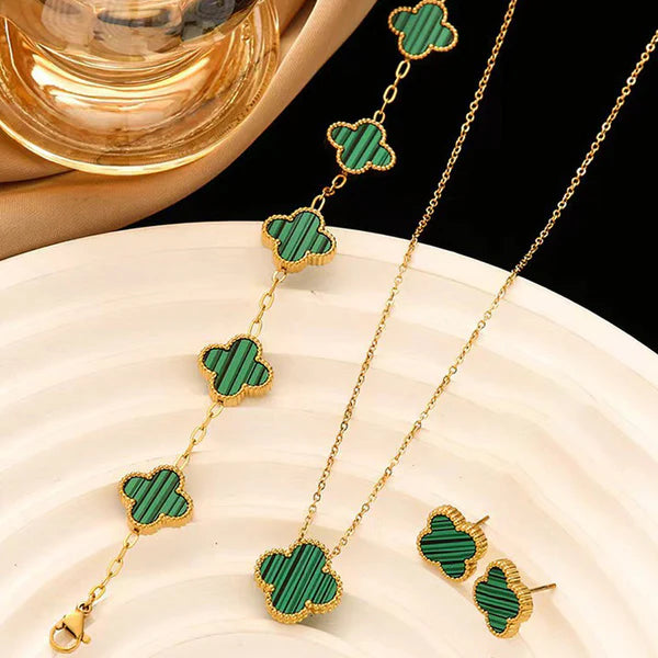 Emerald Clover Studs
