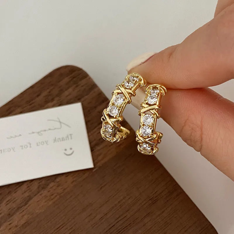 Sparkling Rhinestones Zirconia Huggies