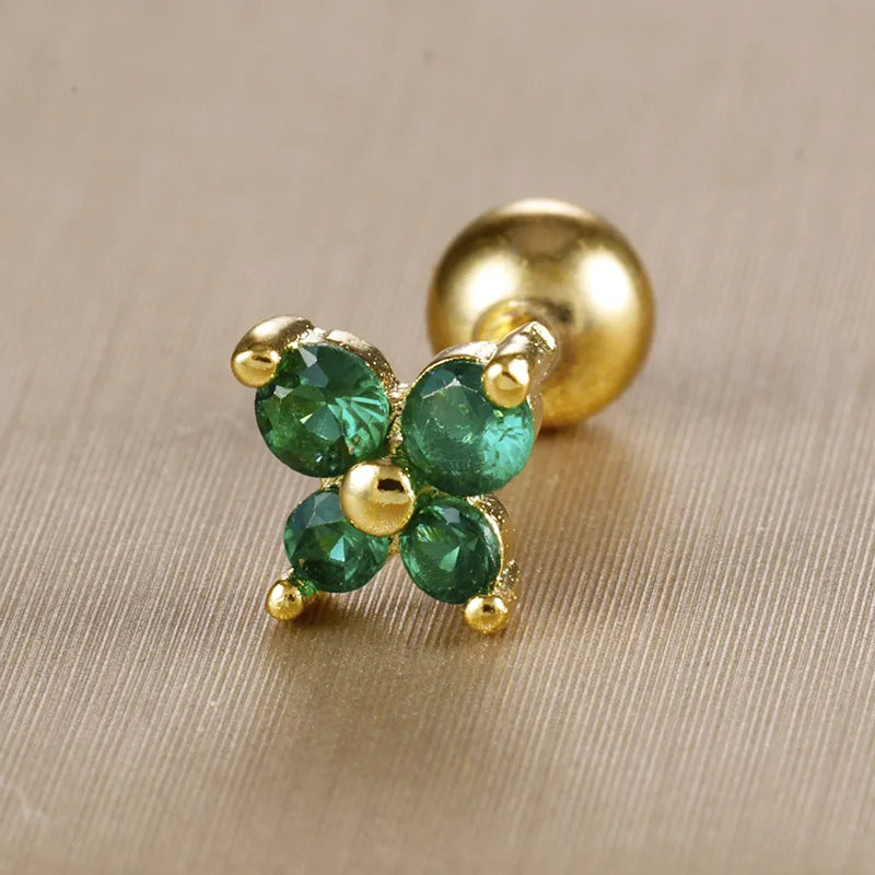 Emerald Butterfly Zirconia Studs