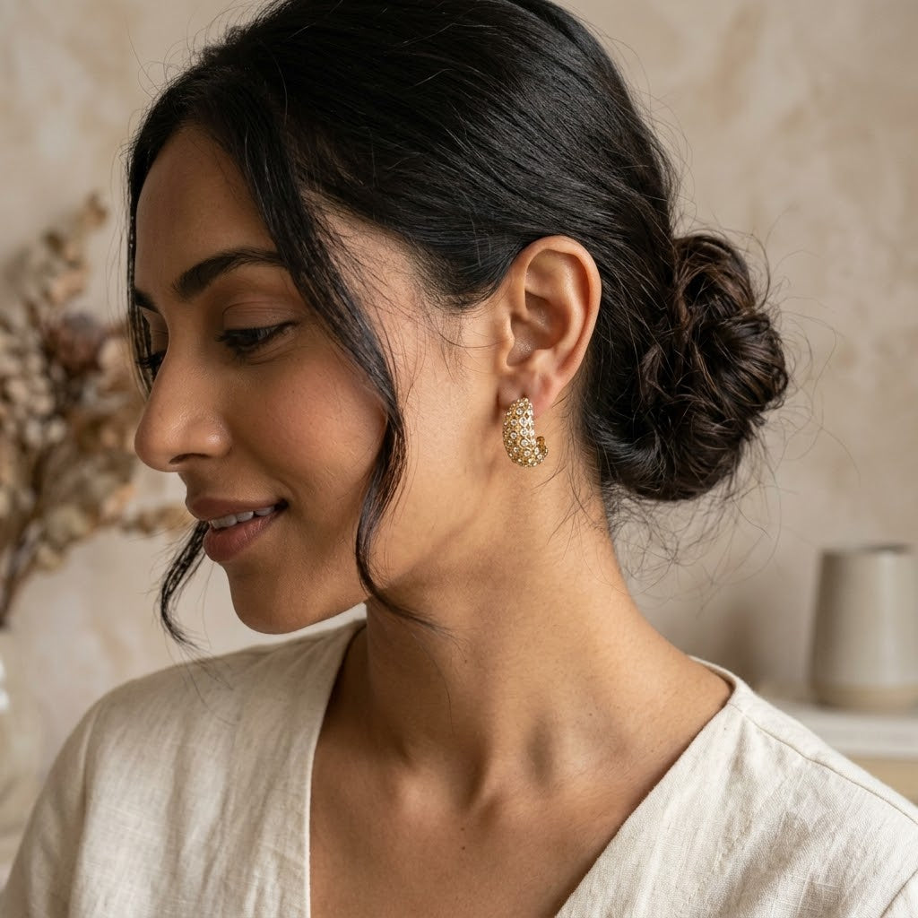 Gilded Honeycomb Semi-hoops