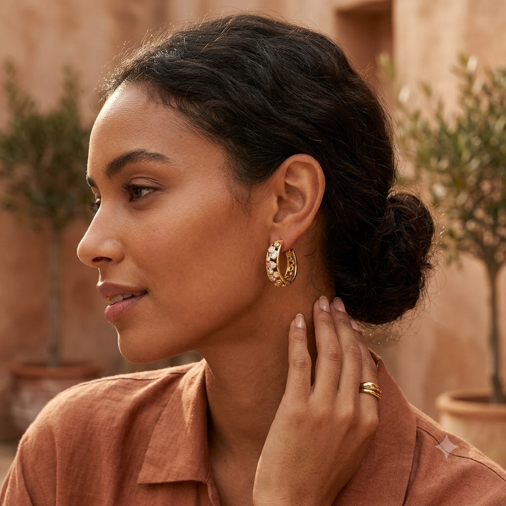 Vintage Studded Semi-Hoops