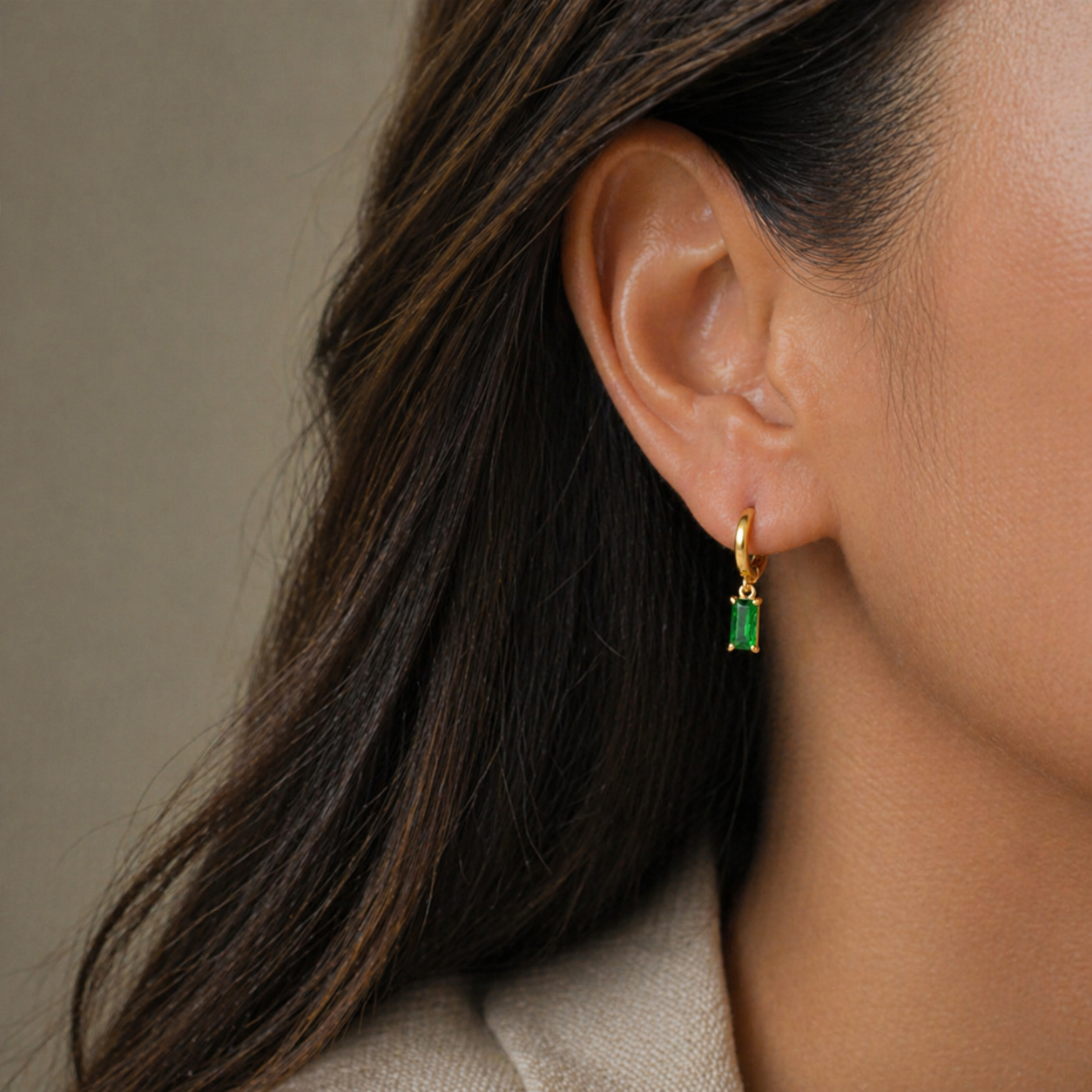 Emerald Square Danglers
