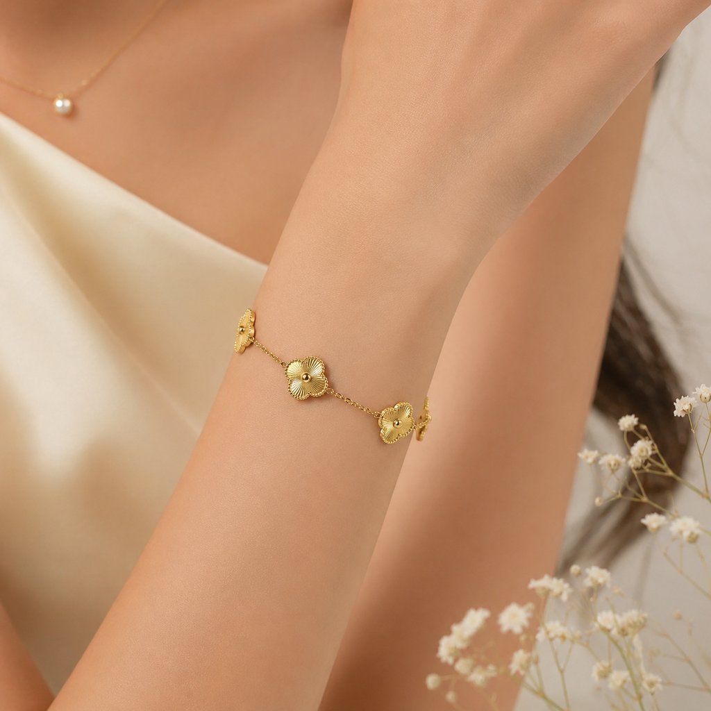 18k Gold Plated Clover Bracelet