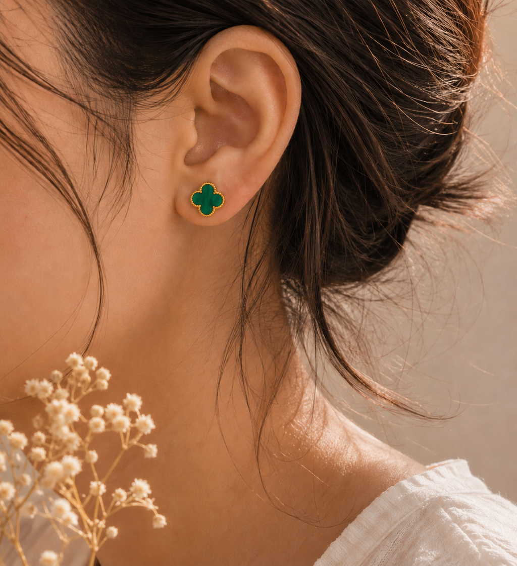 Emerald Clover Studs