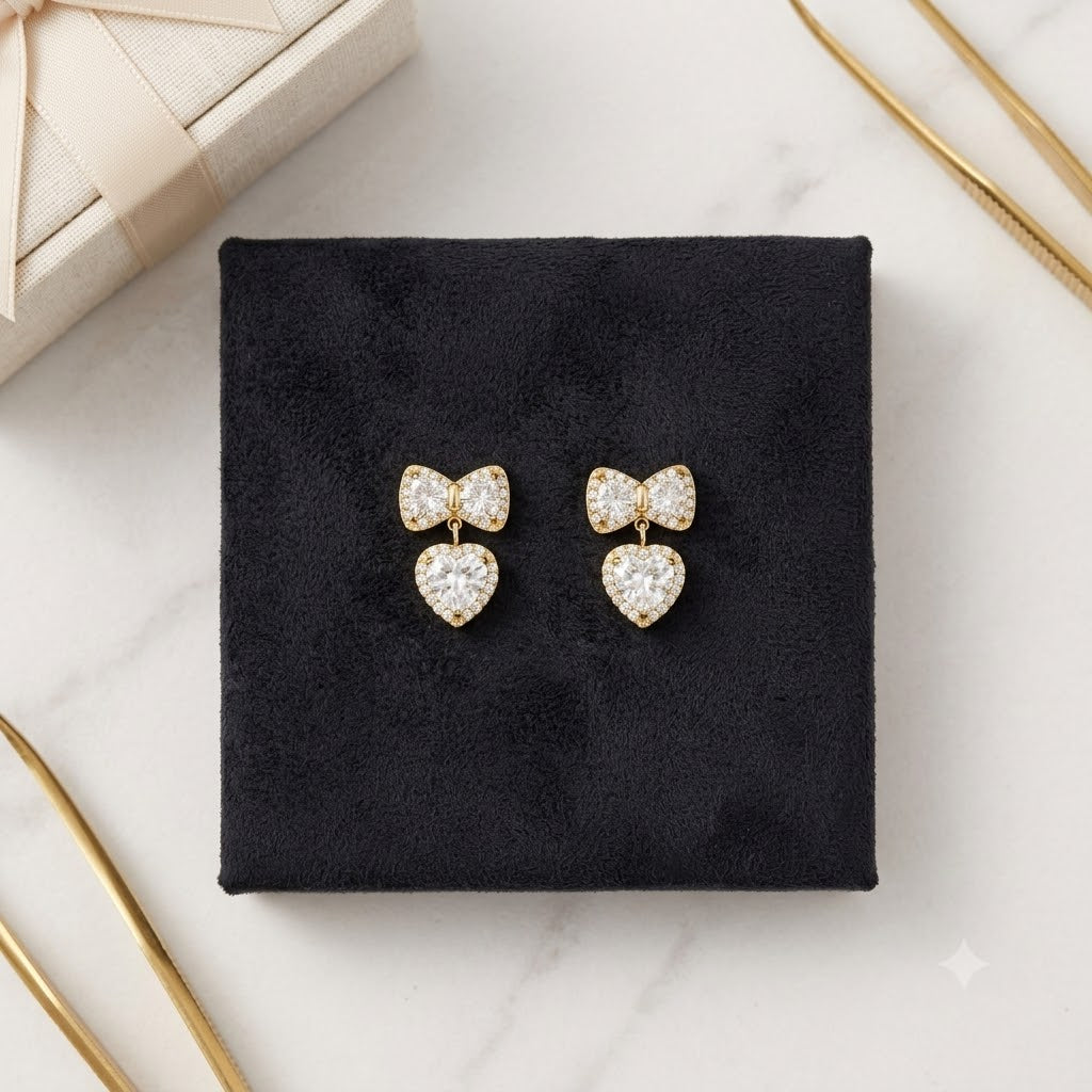 Love Bow Zircon Studs