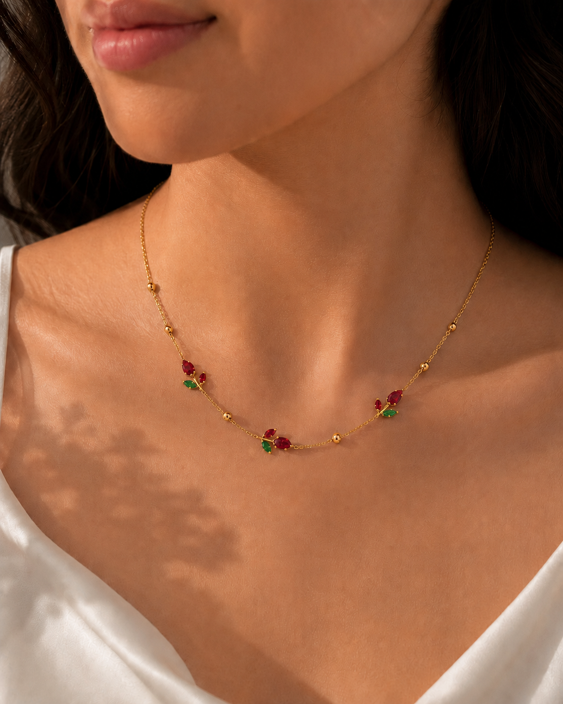 Ruby Tulip Necklace